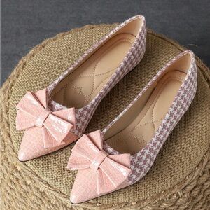 Women Comfortable Pointed Toe Shallow Mouth Solid Color Bowknot Flat Shoes
